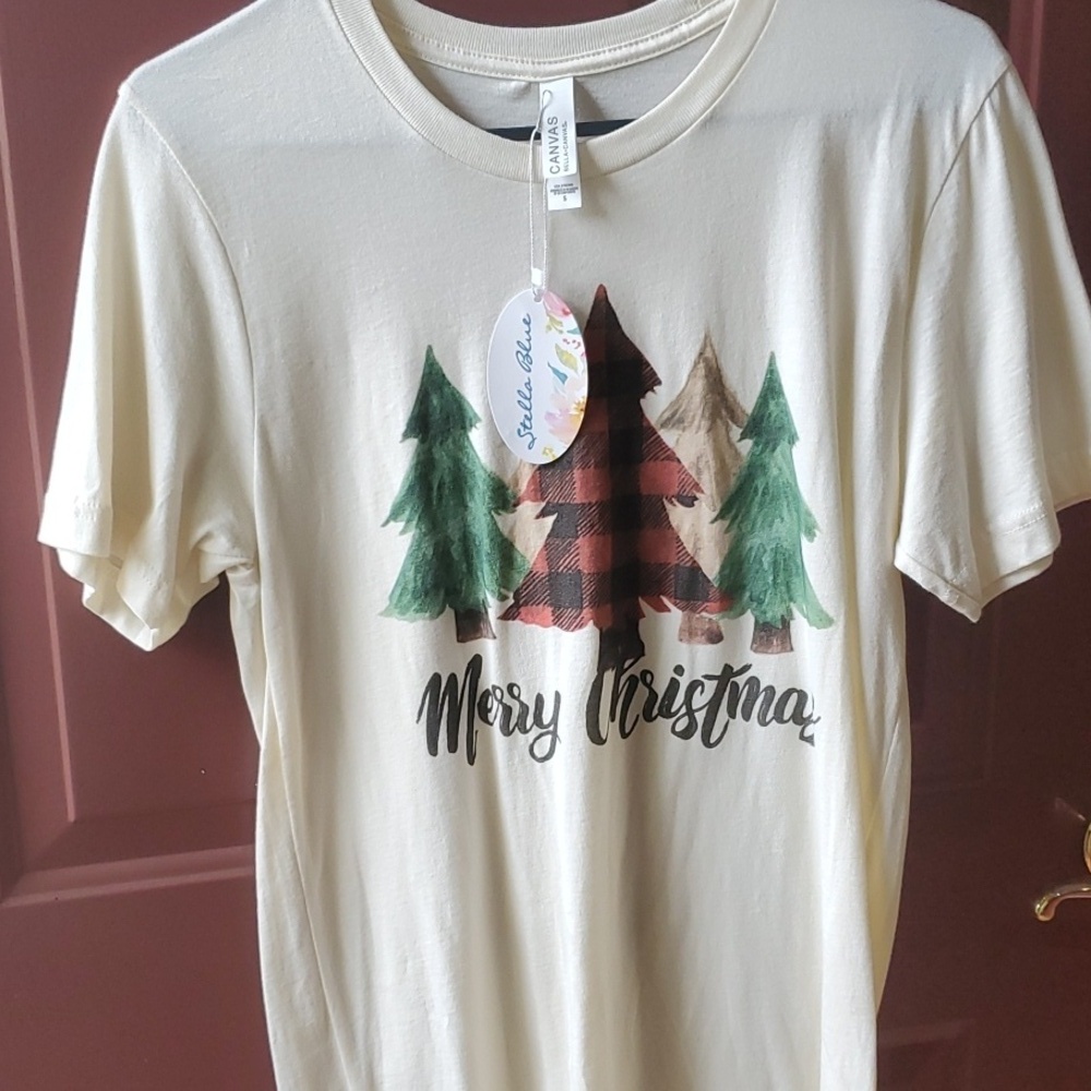 Bella Canvas Christmas Tree  Cream Tee